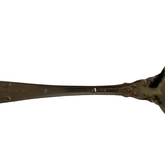 Vintage Lyons Queens Fancy Sugar Spoon Stainless Steel 6" Satin Black Accent 70s - Picture 4 of 13